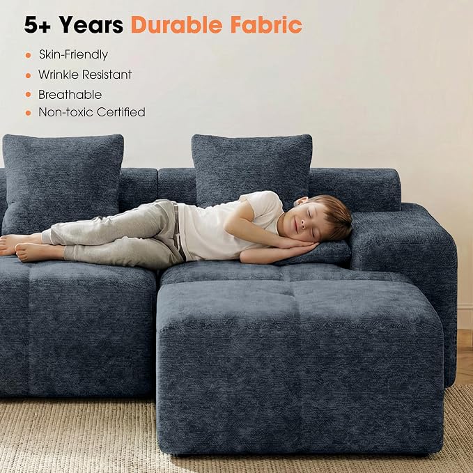 83.5" Boneless Loveseat with Ottoman, Cloud Comfy Couches - Image 5