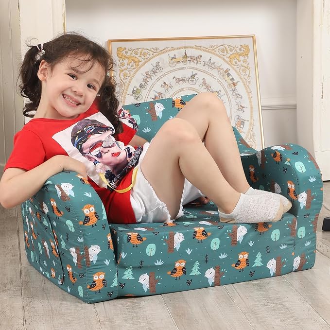 MOMCAYWEX Kids Sofa, 2-in-1 Flip-Out Foam Couch, Foldable Soft Play Lounge Chair - Image 4