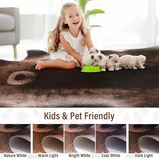AROGAN Premium Bear Print Rug 4.6x5.2 Feet, Machine Washable Faux Fur Rug - Image 8