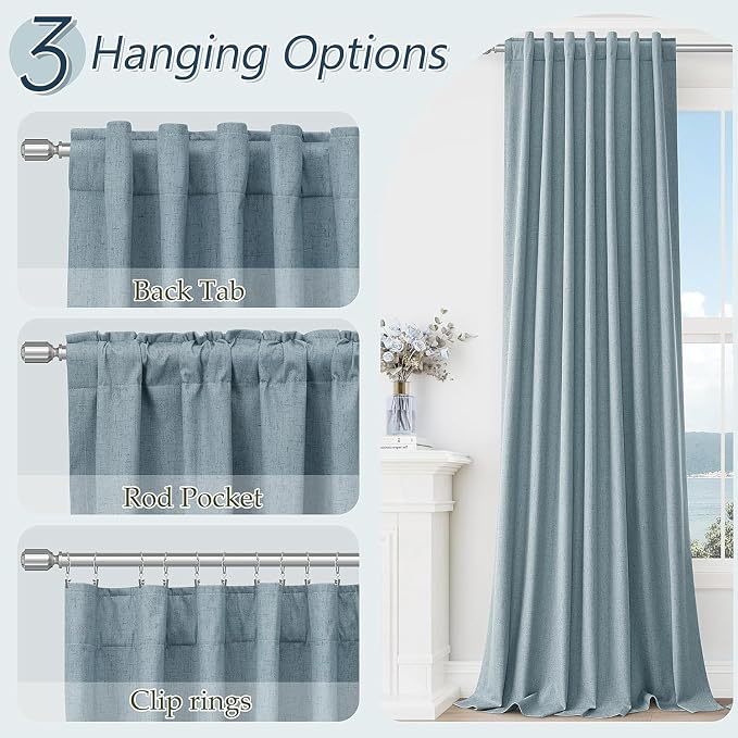 Guken Blue 100% Blackout Curtains 92 Inch Length 2 Panels Set - Image 6