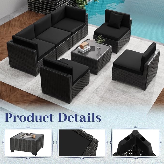 KIGOTY 14-Piece Patio Furniture Set, All-Weather PE Rattan Outdoor Sectional - Image 5