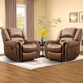 CANMOV Leather Recliner Chair Set of 2, Classic and Traditional Manual Recliner by CANMOV