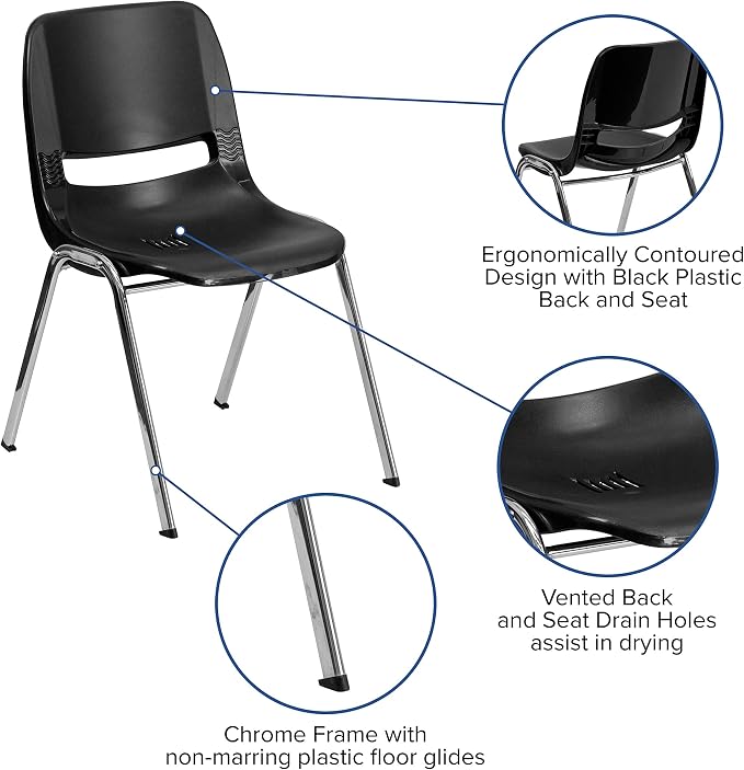 Flash Furniture HERCULES Series 440 lb. Capacity Kid's Black Ergonomic Shell - Image 4