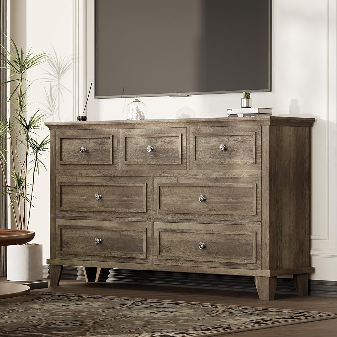 IDEALHOUSE 7 Drawer Dresser, Large Wooden Storage Chest of Drawers by IDEALHOUSE