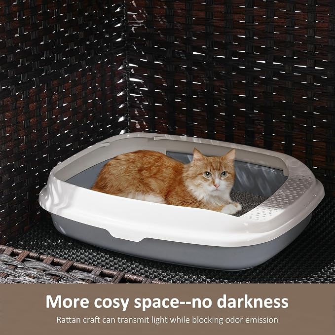 Cat Litter Box Enclosure with Soft Litter Mat; Hidden Cat Washroom Furniture - Image 4