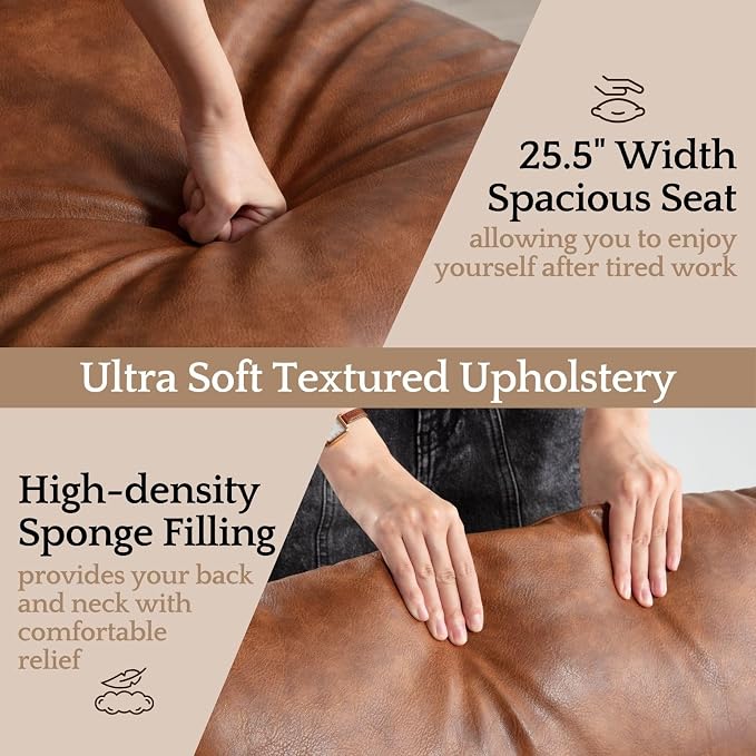 LukeAlon Modern PU Leather Accent Armchairs Set of 2, Upholstered Lounge Chair - Image 6