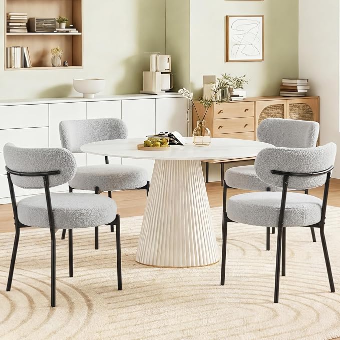 DUMOS Dining Chairs Set of 2, Mid Century Modern Chair Round Upholstered Curved by DumosLifestyle