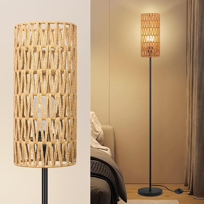 Ruiever Floor Lamp for Living Room, Farmhouse Rattan Floor lamp, Modern - Image 10