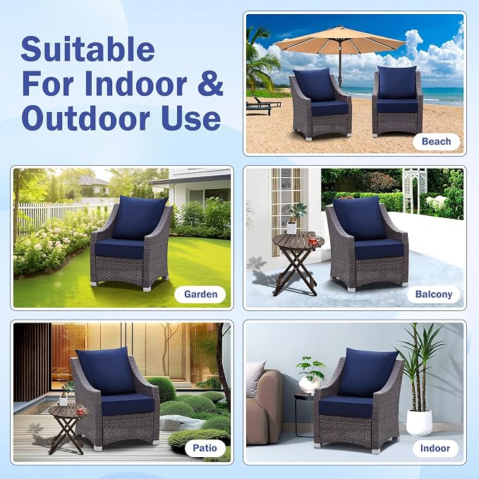 IASEAHK Outdoor Seat Cushion Set, Waterproof & Fade Resistant Patio Chair - Image 7