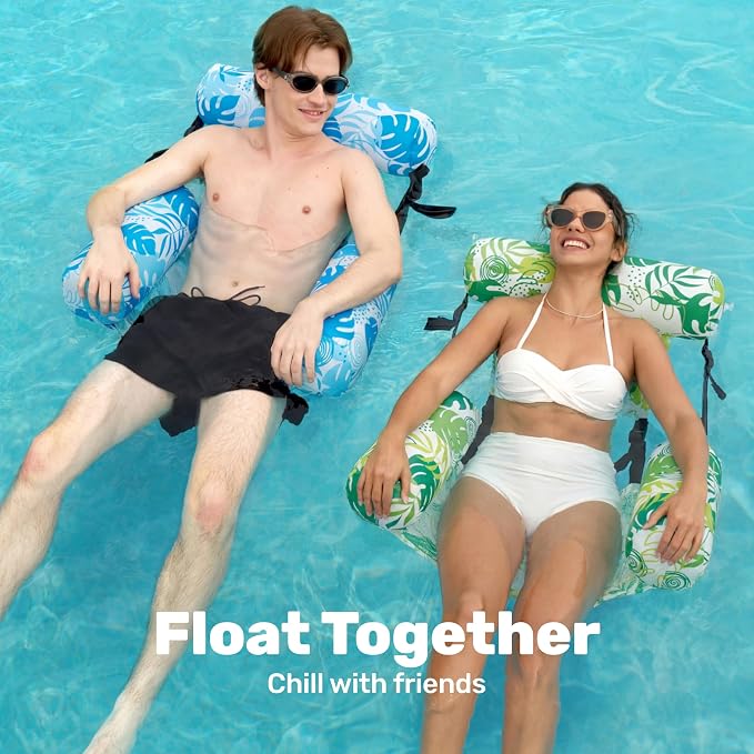 SLOOSH Inflatable Pool Floats Adult, 2 Packs Floating Lounge Chairs, Blow up - Image 3