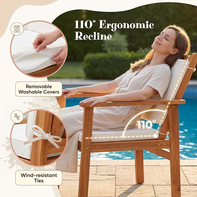 Devoko Patio Furniture Set 8 Pieces Acacia Wood Outdoor Furniture, Patio Set - Image 5