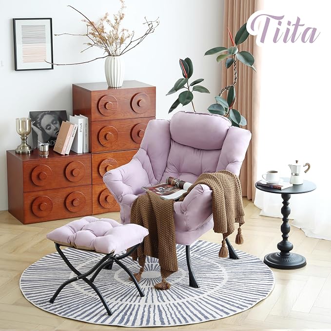 Tiita Lazy Chair with Ottoman, Comfy Leisure Sofa Armchair with Ottoman - Image 7