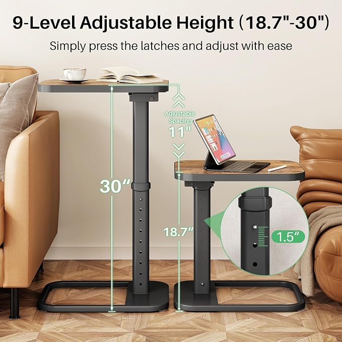 Kitstorack TV Tray Table, Adjustable Height & Flip-Top & Rounded Metal Corners - Image 3