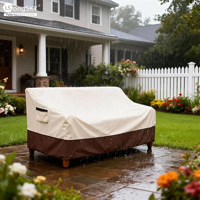 Patio 3-Seater Sofa Cover, Outdoor Couch Cover Fits up to 76W x 32.5D x 33H - Image 5