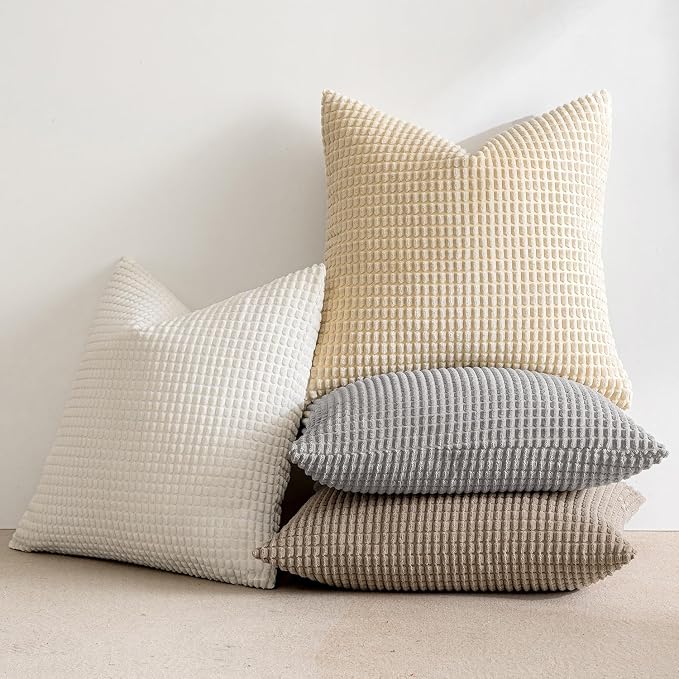 MIULEE Neutral Harmony Decorative Pillow Covers 20x20 Inch Set of 4 Rustic - Image 2