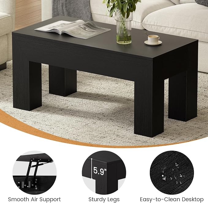 FABATO 41.7'' Lift Top Coffee Table, Wooden Rectangle Coffee Table - Image 7