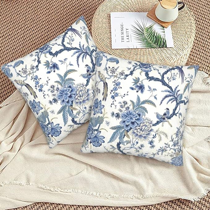 Chinoiserie Blue and White Pillow Covers 20x20 in Set of 2 - Image 2