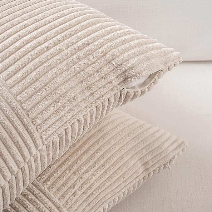 Fancy Homi 2 Packs Tan Lumbar Decorative Throw Pillow Covers 14x22 Inch - Image 3