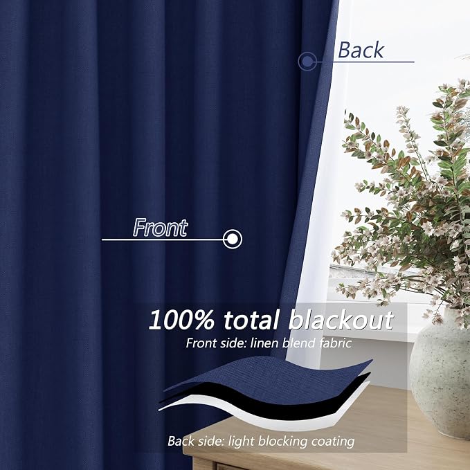 Guken 100% Blackout Curtains 120 Inch Length 2 Panels Set - Image 4