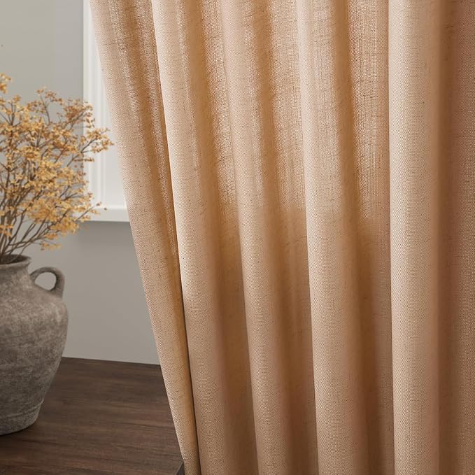 Nanspring Camel Linen Curtains for Living Room Extra Long 112 Inches Long Back - Image 9