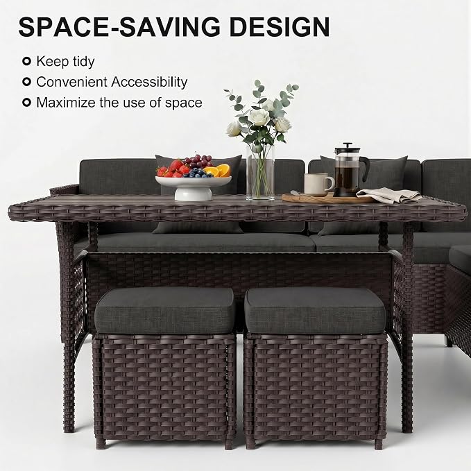 LOUVIXA 7 Pieces Patio Furniture Set, Outdoor Patio Furniture, Wicker - Image 4