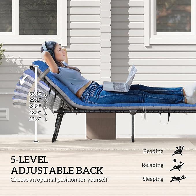 Outsunny Chaise Lounge Chair Outdoor Set of 2, 5-Position Adjustable Outdoor - Image 4