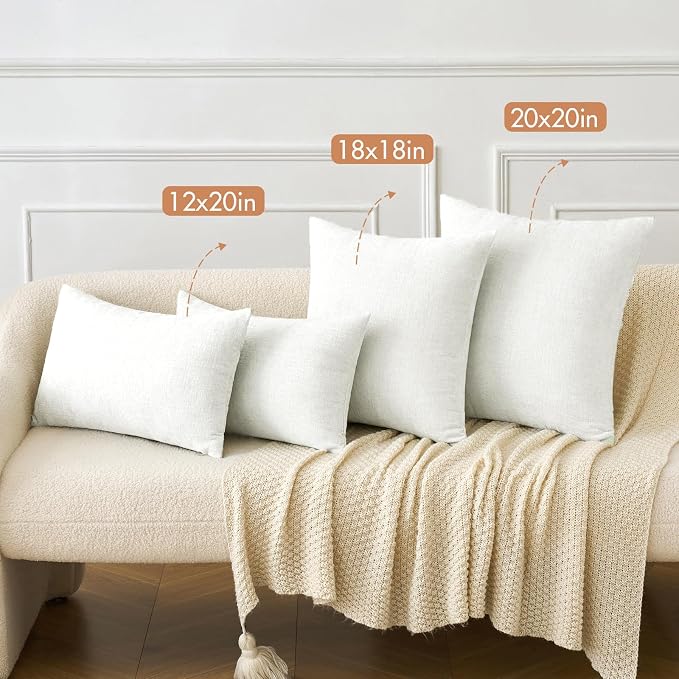 MIULEE Pack of 2 Couch Throw Pillow Covers 18x18 Inch Soft White Chenille - Image 4