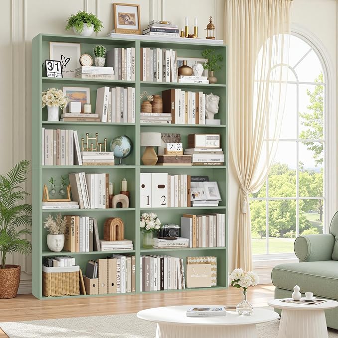 FOTOSOK 6-Tier Open Bookcase and Bookshelf Set of 2, Freestanding Display - Image 5