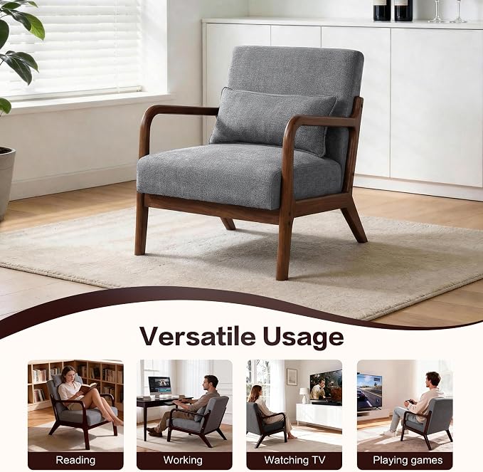 Mid Century Accent Chair, Comfy Arm Chair - Image 7