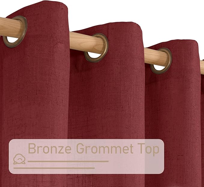 LAMIT 90 inch Red Linen Curtains - Image 4