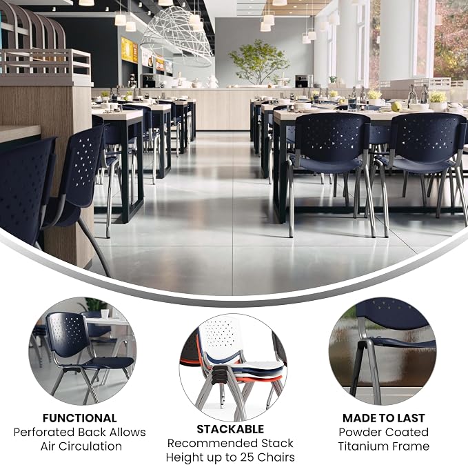 Flash Furniture HERCULES Series 880 lb. Capacity Navy Plastic Stack Chair - Image 4