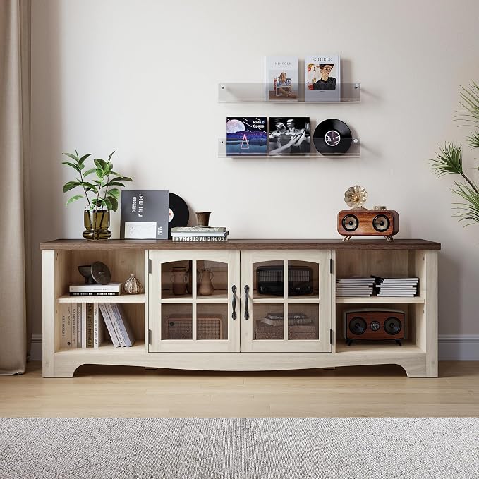 LINSY HOME TV Stand for 75 Inch TV, Modern Farmhouse Entertainment Center - Image 7