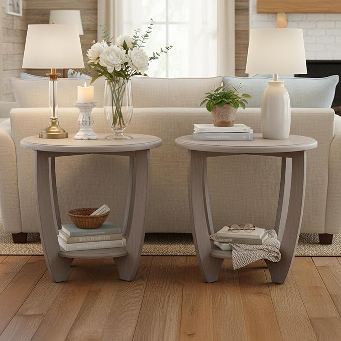 COZAYH Set of 2 Rustic Farmhouse End Tables - Image 2