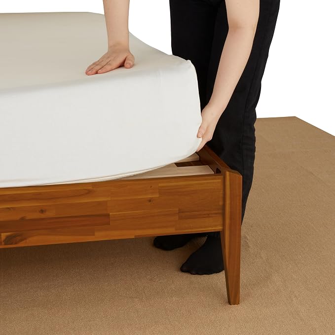 Bme Dinkee Twin Bed Frames without Headboard, Acacia Wood 15 Inch Platform Bed - Image 9