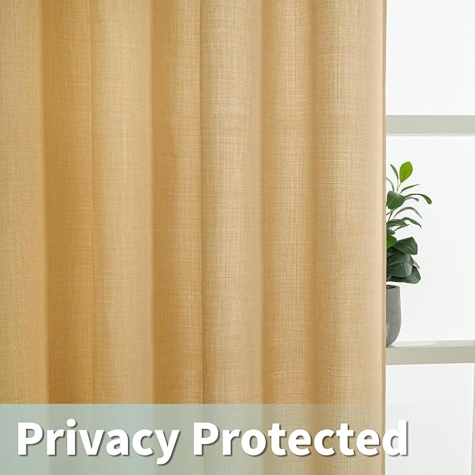 LAMIT Linen Curtains 90 Inch for Bedroom, Grommet Thick Linen Textured Sheer - Image 3
