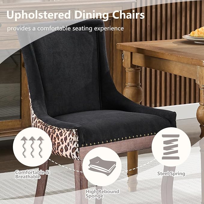 Modern Dining Chairs Set of 2, High Back Dining Chairs Side Chairs - Image 4