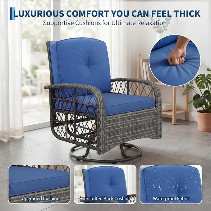 Garvee 3 Pieces Patio Furniture Set, Outdoor Swivel Glider Rocker Set - Image 4