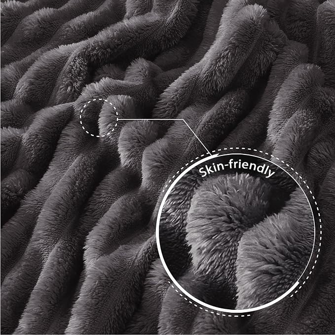 Exclusivo Mezcla King Size Flannel Fleece Blanket, Super Soft Striped Jacquard - Image 4