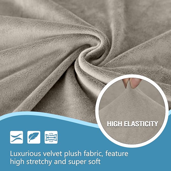 HDCAXKJ Corner Sectional Couch Covers Velvet Stretch L Shape Sofa Cover Soft - Image 3