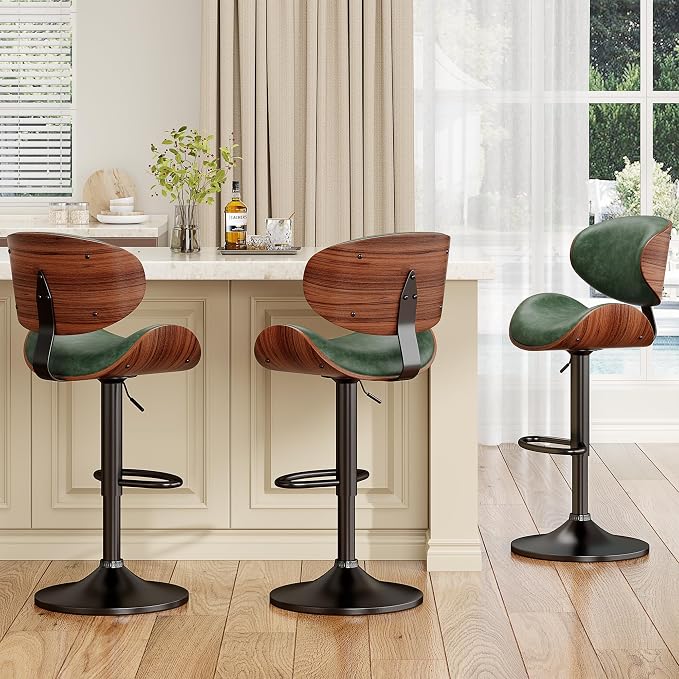 YaFiti Bar Stools Set of 4, Bentwood Adjustable Height Swivel Bar Stools - Image 7