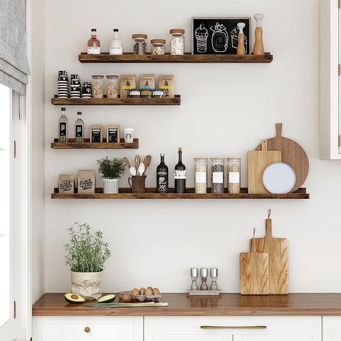 Floating Shelves for Wall, 36 inch Wood Floating Shelves Set of 2, Picture - Image 4