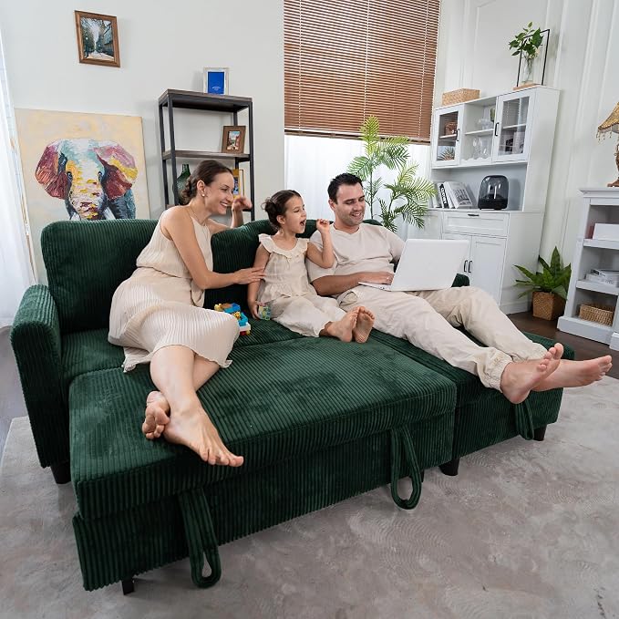 Vongrasig Pull Out Couch, 2 in 1 Sectional Sleeper Sofa Bed - Image 3