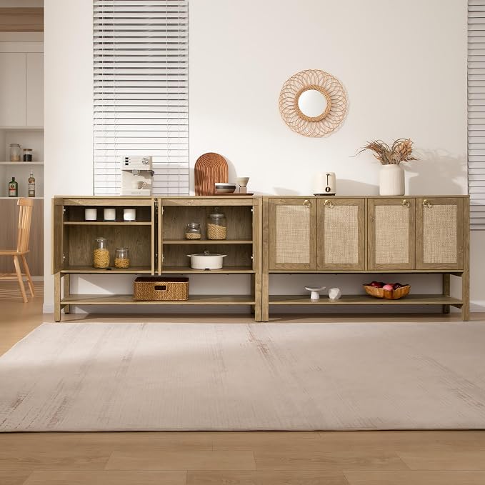 SICOTAS 55" Cherry Sideboard Buffet Cabinet - Image 7