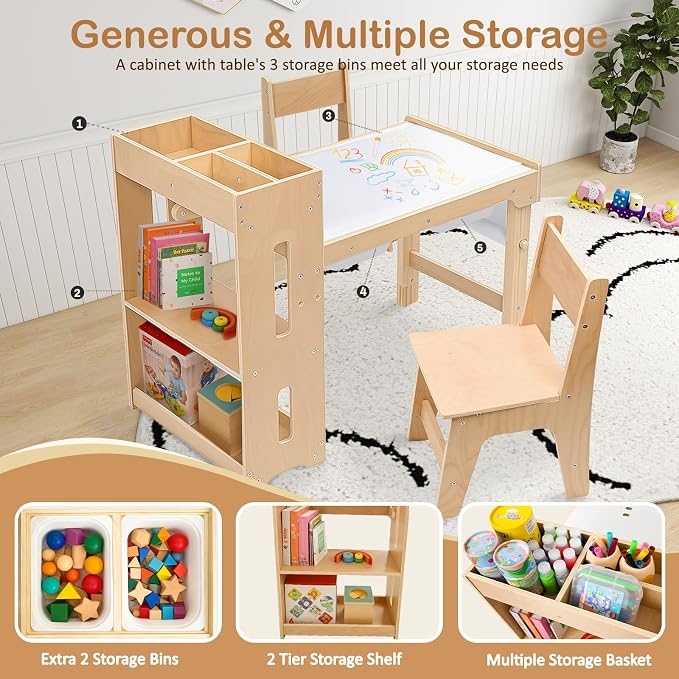 WINGYZ Sensory Table and Chairs, Toddler Activity Table and 2 Chair Set - Image 4