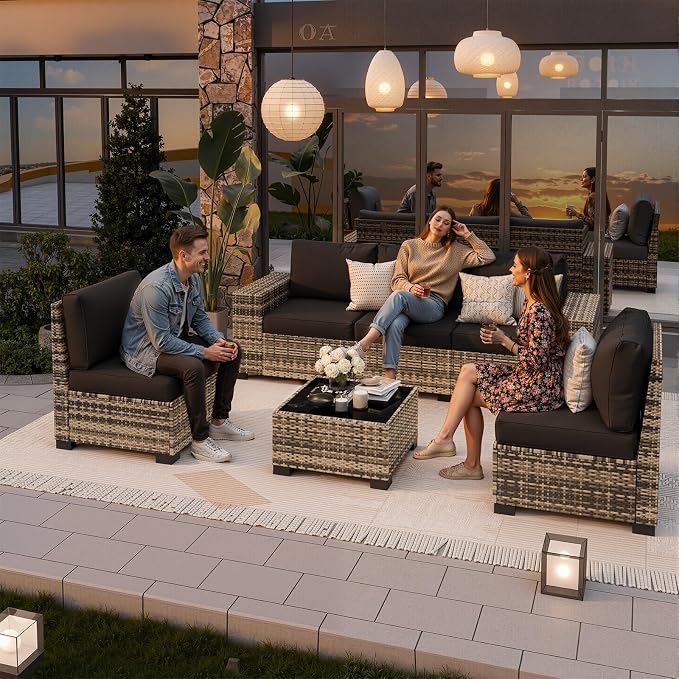 Patio Furniture Set, Wide Armrest Outdoor Furniture Set - Image 2