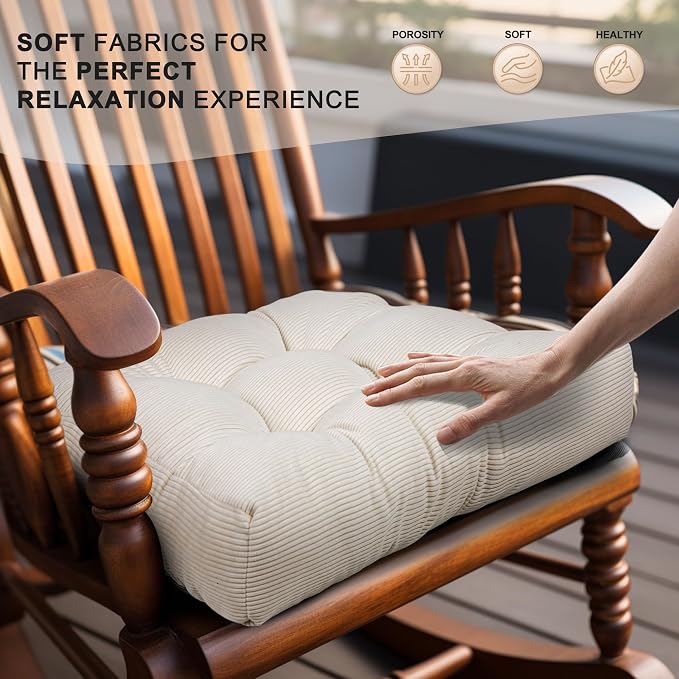 Lokex Rocking Chair Cushion Only, Tufted Non-Slip Comfortable Rocking Chair - Image 4