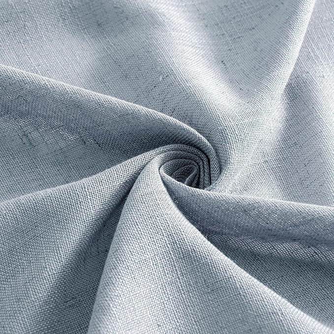 MIULEE Chambray Blue Linen Curtains 90 Inch Long 2 Panels - Image 8