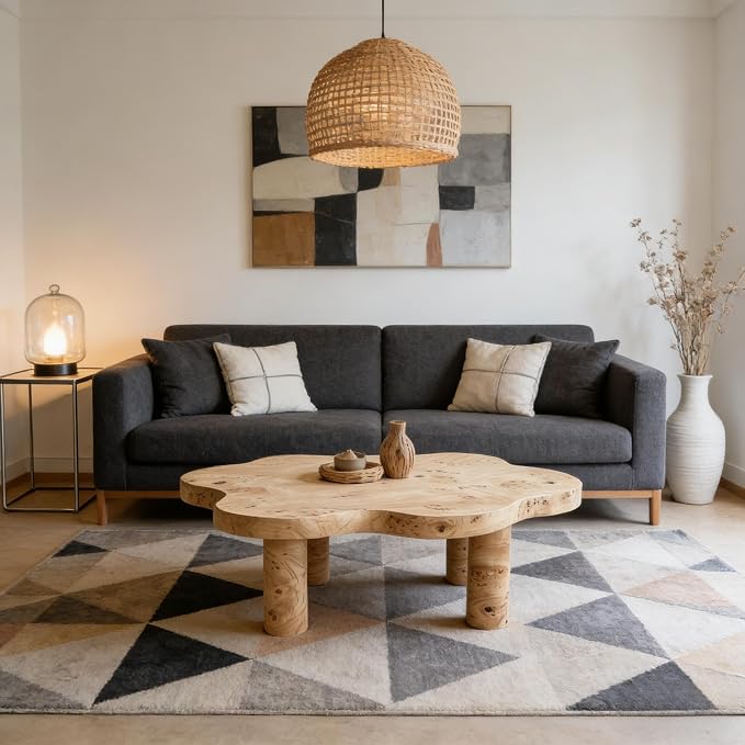 40" Cloud Coffee Table with 4 Round Table Legs, Modern Irregular Center Table - Image 7