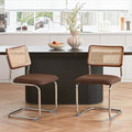 GrandNoor Rattan Dining Chairs Set, Wooden Mid Century Modern Dining Room Chairs by GrandNoor