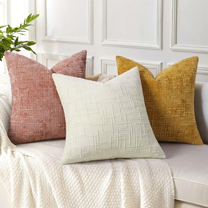 decorUhome Summer Pink Chenille Throw Pillow Covers 16x16 Set of 2 Textured - Image 4